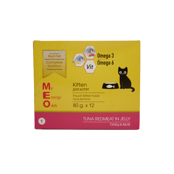 MEO влажный корм для котят с тунцом в желе, в паучах - 80 г