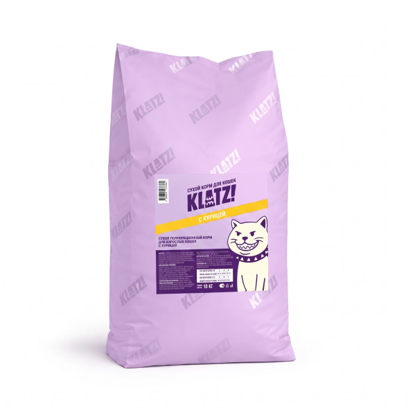 KLATZ! сухой полнорационный корм для взрослых кошек с курицей - 10 кг
