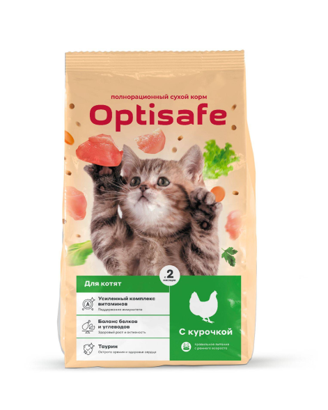 Optisafe сухой корм для котят с курицей - 350 г