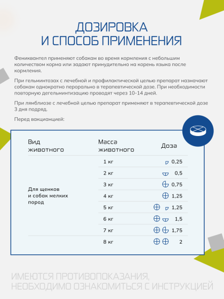Фениквантел 20 мг антигельминтный препарат для собак - 5 таблеток