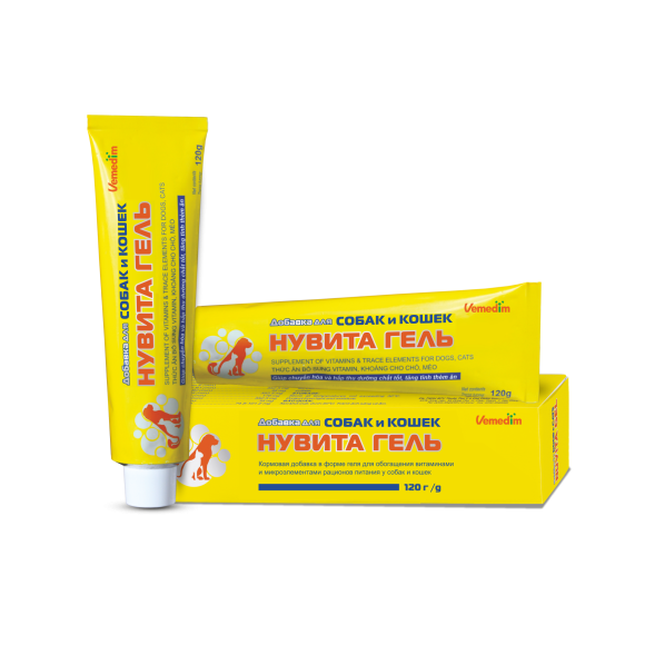Нувита гель витаминно-минеральный комплекс для собак и кошек для реабилитации и поддержания активного образа жизни - 120 г