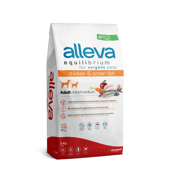 Alleva Equilibrium All Day Maintenance Chicken&amp;Ocean Fish Adult Mini/Medium сухой корм для взрослых собак всех пород с курицей и океанической рыбой - 5 кг