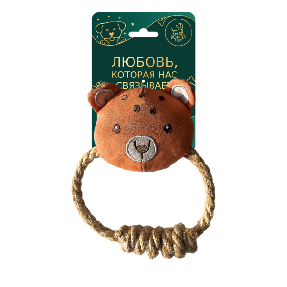 BONITAPET игрушка для собак Медвежонок с кольцом, 12,5х20 см