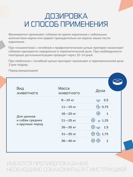 Фениквантел 100 мг антигельминтный препарат для собак - 5 таблеток