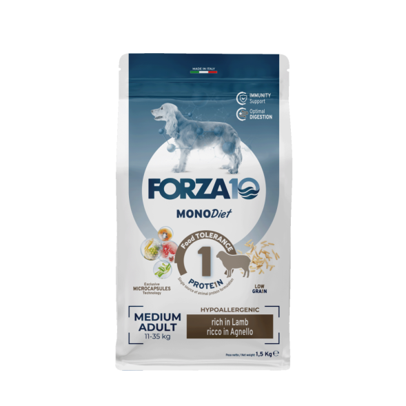 Forza10 MonoDiet Adult Medium Angello сухой корм для взрослых собак средних пород с ягненком - 1,5 кг