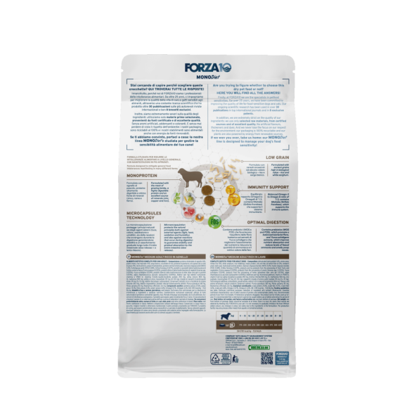 Forza10 MonoDiet Adult Medium Angello сухой корм для взрослых собак средних пород с ягненком - 1,5 кг