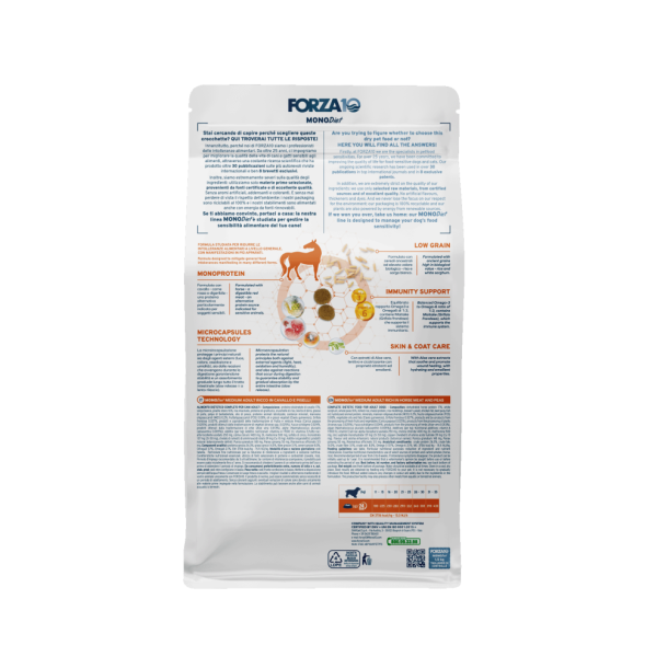 Forza10 MonoDiet Adult Medium Cavallo e Piselli сухой корм для взрослых собак средних пород с кониной и горохом - 1,5 кг