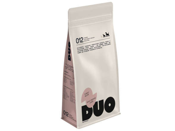 DUO Nutrition сухой полнорационный корм для взрослых собак средних и крупных пород с индейкой и рисом - 10 кг