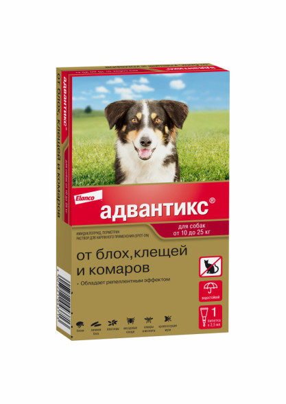 Адвантикс капли от блох, клещей и комаров для собак весом от 10 до 25 кг - 1 пипетка