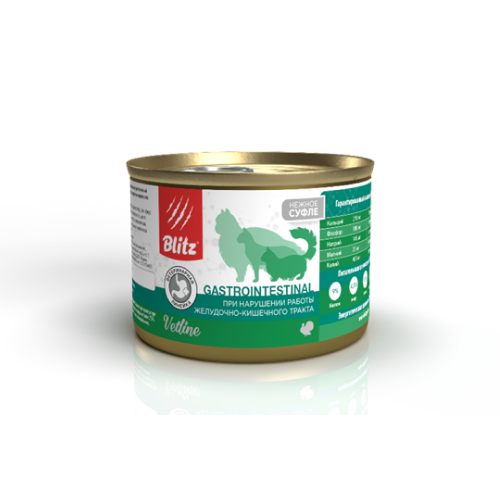 Blitz Vetline Gastrointestinal влажный диетический корм для кошек при нарушении работы желудочно-кишечного тракта, в консервах - 100 г