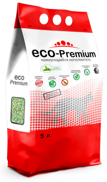 ECO-Premium наполнитель древесный комкующийся с ароматом зелёного чая - 5 л (1,9 кг)