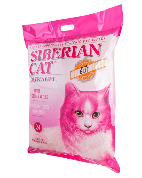 Сибирская Кошка Элита впитывающий силикагелевый наполнитель для привередливых кошек, розовые гранулы - 24 л