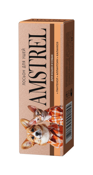 Amstrel лосьон для ушей для кошек и собак с пантенолом, аллантоином и каланхоэ - 30 мл