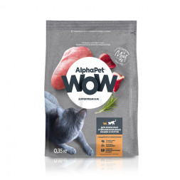 AlphaPet WOW Суперпремиум сухой полнорационный корм для взрослых стерилизованных кошек и котов с индейкой и потрошками - 350 г