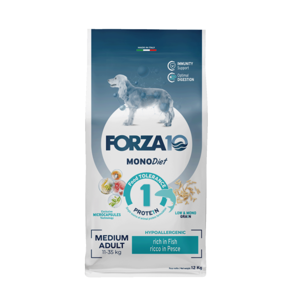 Forza10 MonoDiet Adult Medium Pesce сухой корм для взрослых собак средних пород с рыбой - 12 кг