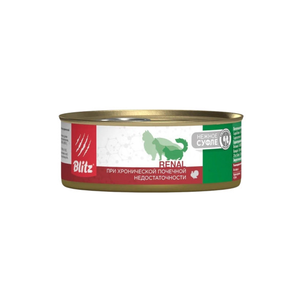 Blitz Renal влажный диетический корм для кошек при хронической почечной недостаточности, в консервах - 100 г