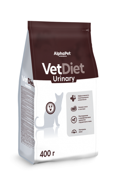 AlphaPet Vet Diet сухой корм для взрослых кошек и котов при заболеваниях нижних отделов мочевыводящих путей - 400 г