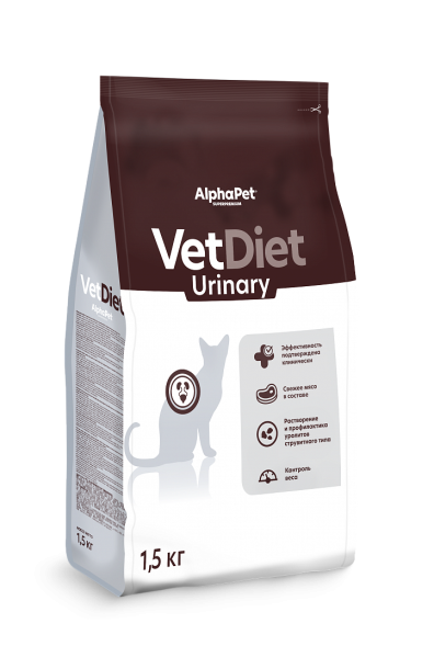 AlphaPet Vet Diet сухой корм для взрослых кошек и котов при заболеваниях нижних отделов мочевыводящих путей - 1,5 кг