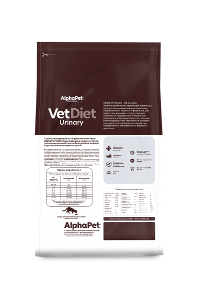 AlphaPet Vet Diet сухой корм для взрослых кошек и котов при заболеваниях нижних отделов мочевыводящих путей - 1,5 кг