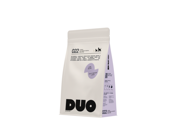 DUO Nutrition сухой полнорационный корм для взрослых собак средних и крупных пород с ягненком и рисом - 1 кг