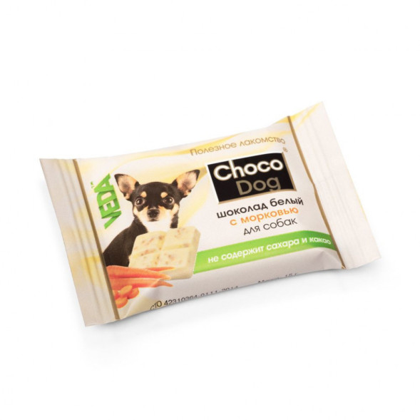 Choco Dog лакомство для собак шоколад белый с морковью - 15 г