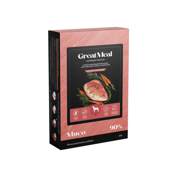 Great Meal Холистик сухой корм для собак всех пород и возрастов с индейкой и морковью - 400 г