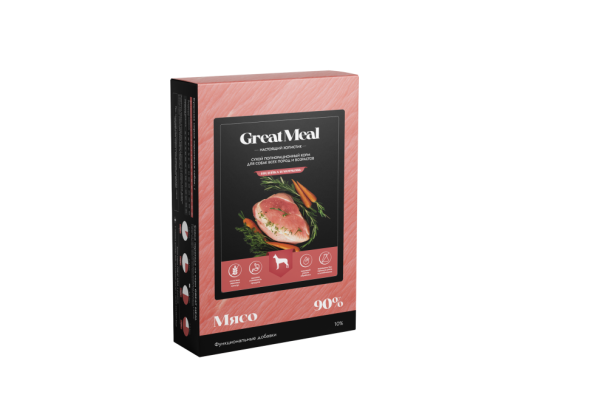 Great Meal сухой полнорационный корм для собак всех пород с индейкой и морковью - 1 кг