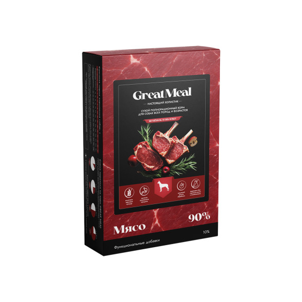 Great Meal Холистик сухой корм для собак всех пород и возрастов с ягненком и яблоком - 400 г