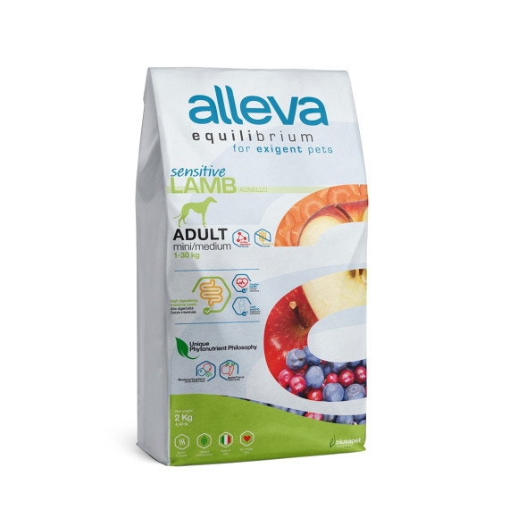 Alleva Equilibrium Sensitive Lamb &amp; Ocean Fish Adult Mini/Medium сухой корм для взрослых собак мелких и средних пород с ягненком и океанической рыбой - 2 кг