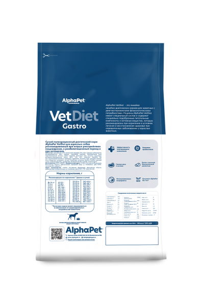 AlphaPet Vet Diet сухой корм для взрослых собак всех пород при острых расстройствах пищеварения, в реабилитационный период и при истощении - 500 г