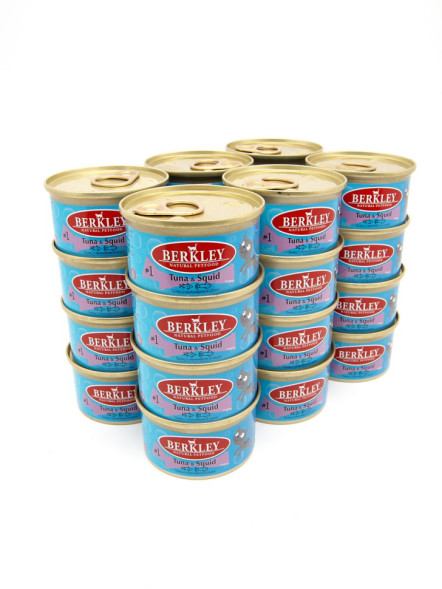Berkley №1 влажный корм для взрослых кошек, тунец с кальмаром в соусе, в консервах - 85 г