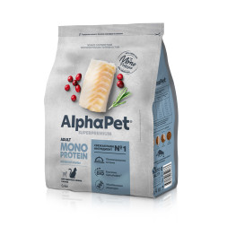 AlphaPet Superpremium Monoprotein сухой корм для взрослых кошек с белой рыбой - 400 г