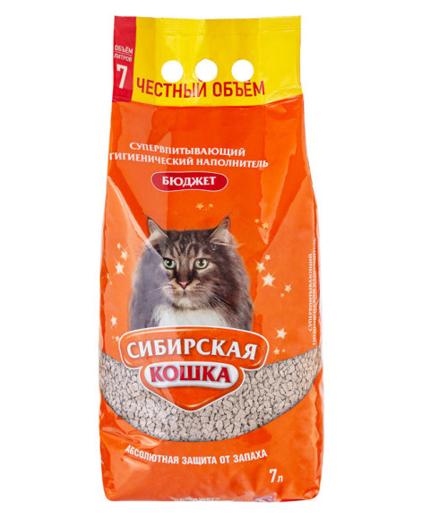 Сибирская Кошка &quot;Бюджет&quot; впитывающий наполнитель для кошачьего туалета - 7 л