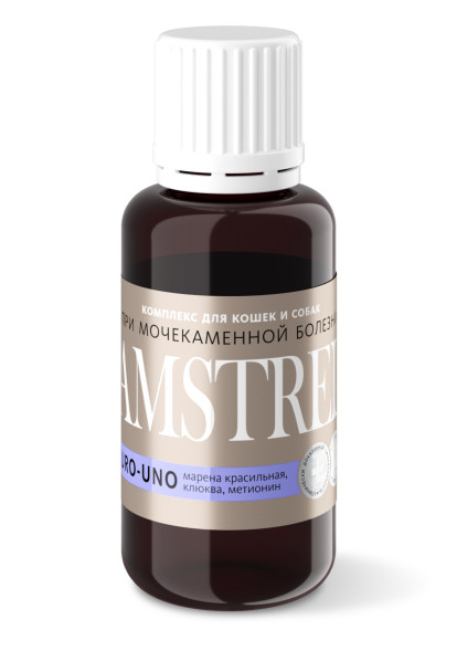 Amstrel URO-UNO препарат для лечения и профилактики мочекаменной болезни у кошек и собак - 50 мл