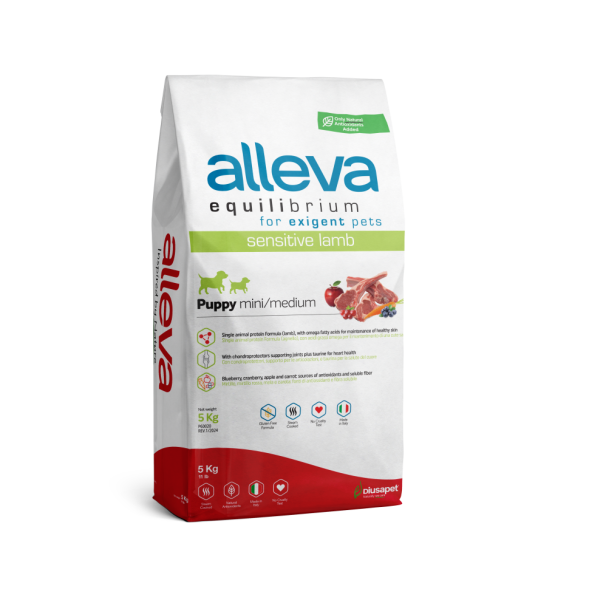Alleva Equilibrium Sensitive Lamb Puppy Mini/Medium сухой корм для щенков мелких и средних пород с ягненком - 5 кг