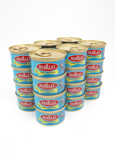 Berkley №2 влажный корм для взрослых кошек, тунец с креветками в соусе, в консервах - 85 г