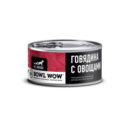 BOWL WOW влажный корм для взрослых собак, с говядиной и овощами - 100 г