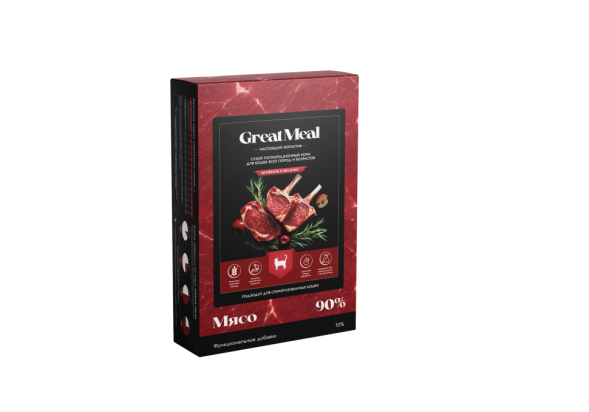 Great Meal сухой полнорационный корм для кошек с ягненком и яблоком - 1 кг