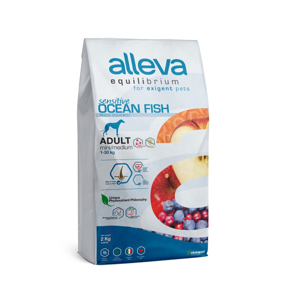 Alleva Equilibrium Sensitive Ocean Fish Adult Mini/Medium сухой корм для взрослых собак мелких и средних пород с океанической рыбой - 2 кг