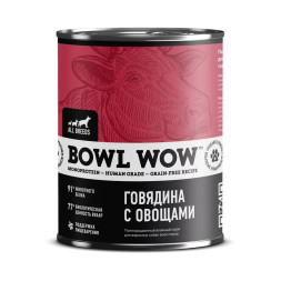 BOWL WOW влажный корм для взрослых собак, с говядиной и овощами - 340 г