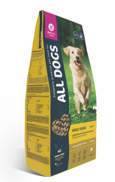 ALL DOGS сухой корм для взрослых собак с курицей - 13 кг