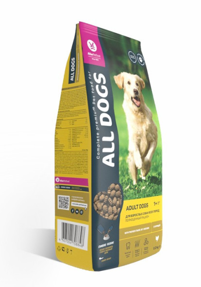 ALL DOGS сухой корм для взрослых собак с курицей - 2,2 кг