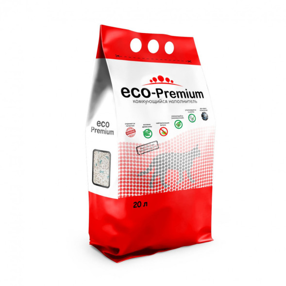 ECO-Premium Green наполнитель древесный комкующийся с гранулами зеленого цвета - 20 л (7,6 кг)