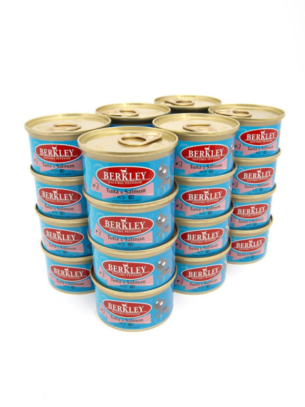 Berkley №3 влажный корм для взрослых кошек, тунец с лососем в соусе, в консервах - 85 г