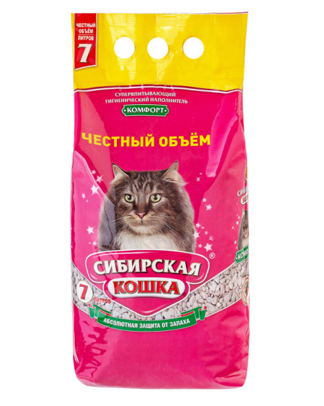 Сибирская Кошка &quot;Комфорт&quot; впитывающий наполнитель для кошачьего туалета - 7 л