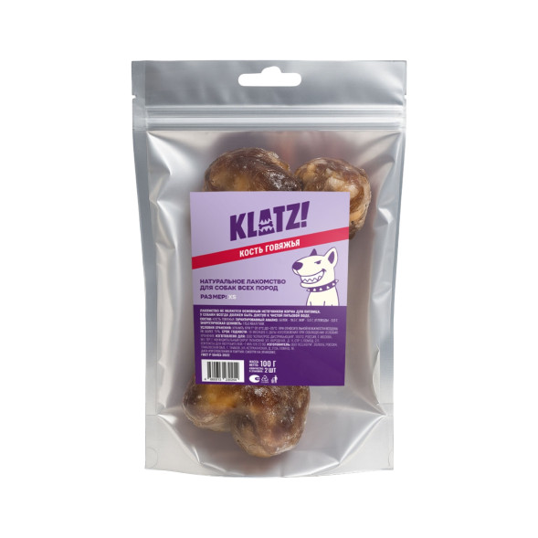 KLATZ! лакомство для взрослых собак всех пород "Кость говяжья" XS, 2 шт - 100 г