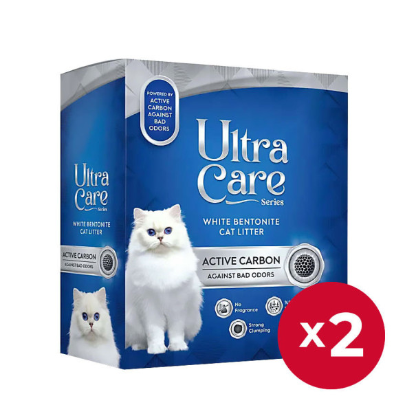Ultra Care Active Carbon комкующийся наполнитель для кошачьего туалета с активированным углем, в двойном картоне - 7 кг х 2 шт