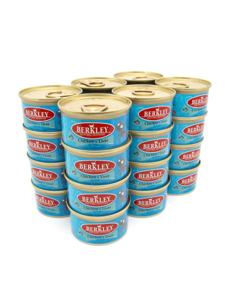 Berkley №5 влажный корм для взрослых кошек, курица с печенью в соусе, в консервах - 85 г