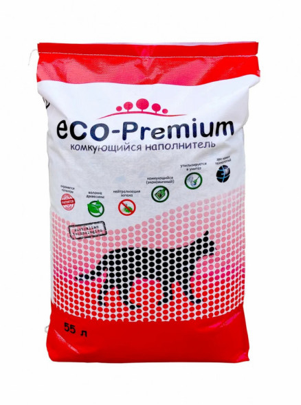 ECO-Premium Green наполнитель древесный комкующийся с гранулами зеленого цвета - 55 л (20,2 кг)