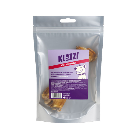 KLATZ! лакомство для взрослых собак всех пород "Кость говяжья" L половина, 1 шт - 330 г